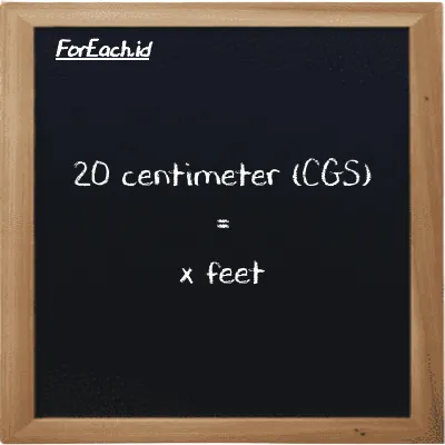 Example centimeter to feet conversion (20 cm to ft)
