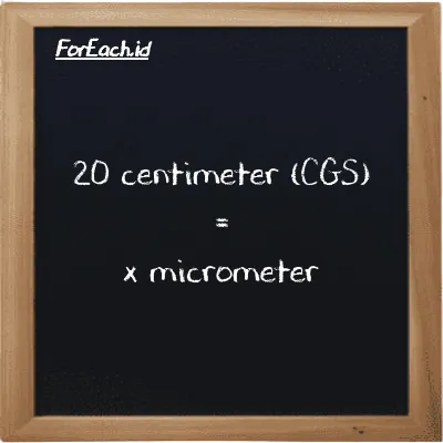 Example centimeter to micrometer conversion (20 cm to µm)