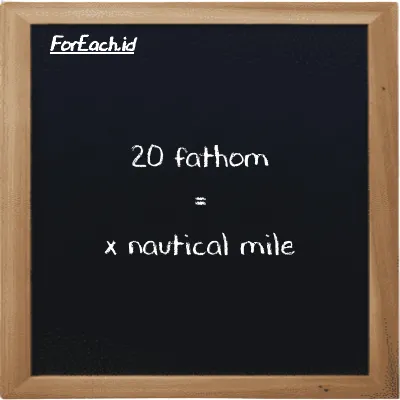Example fathom to nautical mile conversion (20 ft to nmi)