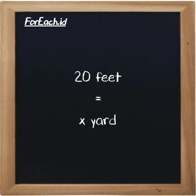 Example feet to yard conversion (20 ft to yd)