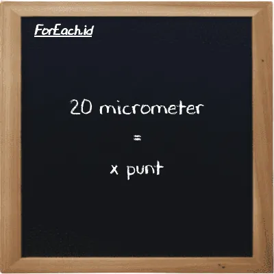 Example micrometer to punt conversion (20 µm to pnt)