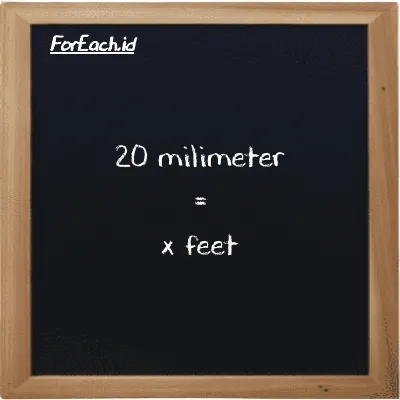 Example millimeter to feet conversion (20 mm to ft)