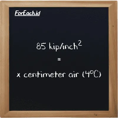 Contoh konversi kip/inch<sup>2</sup> ke centimeter air (4<sup>o</sup>C) (ksi ke cmH2O)