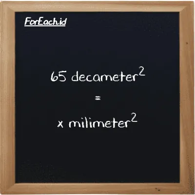 Example decameter<sup>2</sup> to millimeter<sup>2</sup> conversion (65 dam<sup>2</sup> to mm<sup>2</sup>)