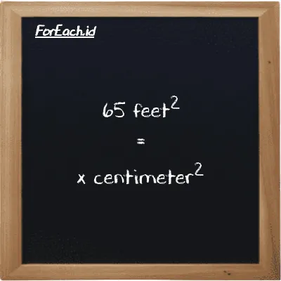 Example feet<sup>2</sup> to centimeter<sup>2</sup> conversion (65 ft<sup>2</sup> to cm<sup>2</sup>)