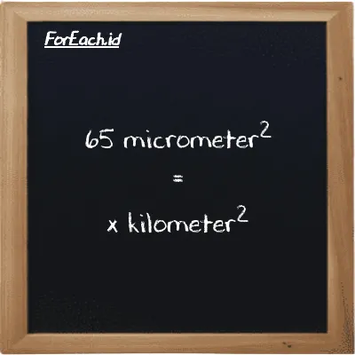 Example micrometer<sup>2</sup> to kilometer<sup>2</sup> conversion (65 µm<sup>2</sup> to km<sup>2</sup>)