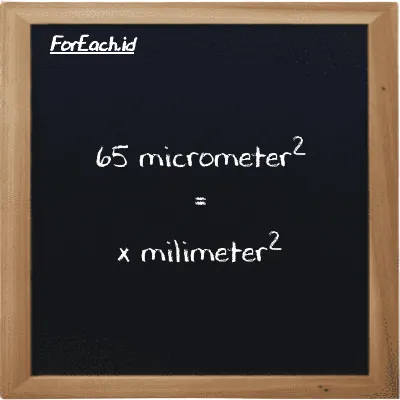 Example micrometer<sup>2</sup> to millimeter<sup>2</sup> conversion (65 µm<sup>2</sup> to mm<sup>2</sup>)