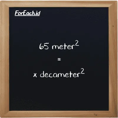 Example meter<sup>2</sup> to decameter<sup>2</sup> conversion (65 m<sup>2</sup> to dam<sup>2</sup>)