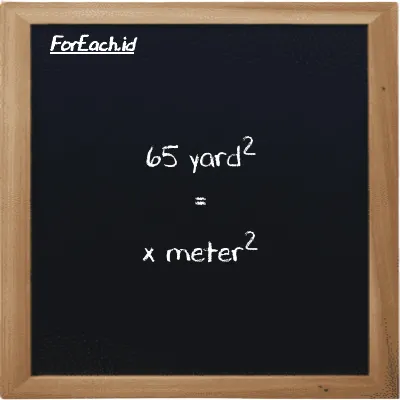 Example yard<sup>2</sup> to meter<sup>2</sup> conversion (65 yd<sup>2</sup> to m<sup>2</sup>)