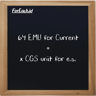Example EMU for Current to CGS unit for e.s. conversion (64 emu to cgs-esu)