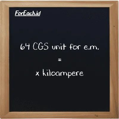 1 CGS unit for e.m. is equivalent to 0.01 kiloampere (1 cgs-emu is equivalent to 0.01 kA)