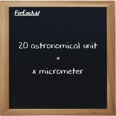 Example astronomical unit to micrometer conversion (20 au to µm)