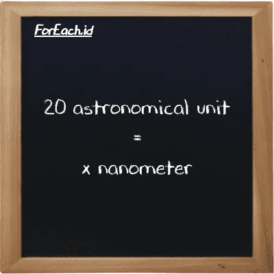 Example astronomical unit to nanometer conversion (20 au to nm)