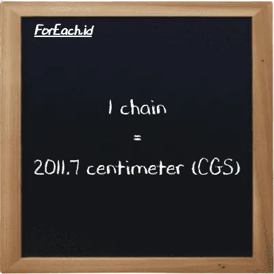 1 chain is equivalent to 2011.7 centimeter (1 ch is equivalent to 2011.7 cm)