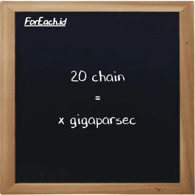 Example chain to gigaparsec conversion (20 ch to Gpc)