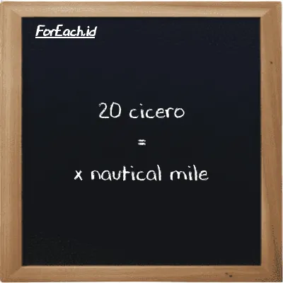 Example cicero to nautical mile conversion (20 ccr to nmi)