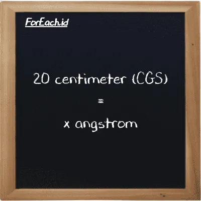 Example centimeter to angstrom conversion (20 cm to Å)