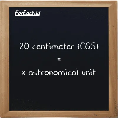 Example centimeter to astronomical unit conversion (20 cm to au)