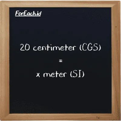 Example centimeter to meter conversion (20 cm to m)