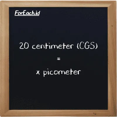 Example centimeter to picometer conversion (20 cm to pm)