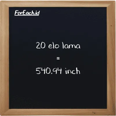 20 elo lama is equivalent to 540.94 inch (20 el la is equivalent to 540.94 in)