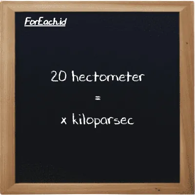 Example hectometer to kiloparsec conversion (20 hm to kpc)