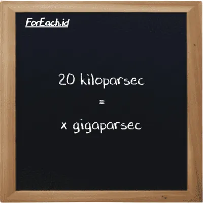Example kiloparsec to gigaparsec conversion (20 kpc to Gpc)