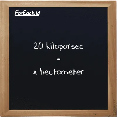 Example kiloparsec to hectometer conversion (20 kpc to hm)