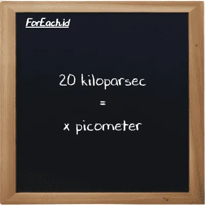 Example kiloparsec to picometer conversion (20 kpc to pm)