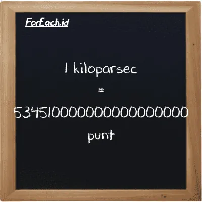 1 kiloparsec is equivalent to 534510000000000000000 punt (1 kpc is equivalent to 534510000000000000000 pnt)