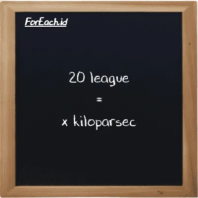Example league to kiloparsec conversion (20 lg to kpc)