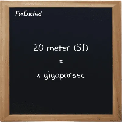 Example meter to gigaparsec conversion (20 m to Gpc)