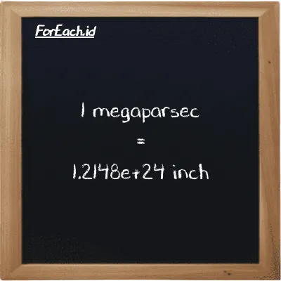 1 megaparsec is equivalent to 1.2148e+24 inch (1 Mpc is equivalent to 1.2148e+24 in)