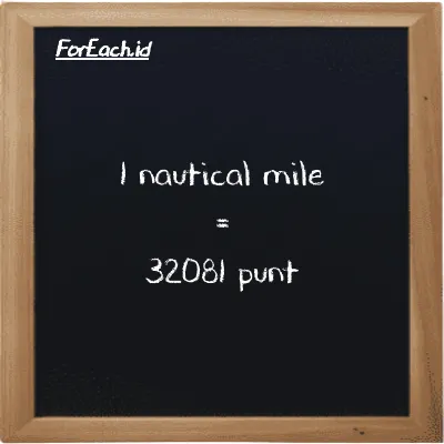 1 nautical mile is equivalent to 32081 punt (1 nmi is equivalent to 32081 pnt)