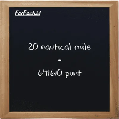 20 nautical mile is equivalent to 641610 punt (20 nmi is equivalent to 641610 pnt)
