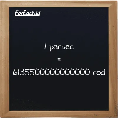 1 parsec is equivalent to 6135500000000000 rod (1 pc is equivalent to 6135500000000000 rd)