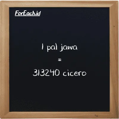 1 pal jawa is equivalent to 313240 cicero (1 pj is equivalent to 313240 ccr)
