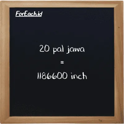 20 pal jawa is equivalent to 1186600 inch (20 pj is equivalent to 1186600 in)
