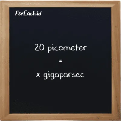 Example picometer to gigaparsec conversion (20 pm to Gpc)