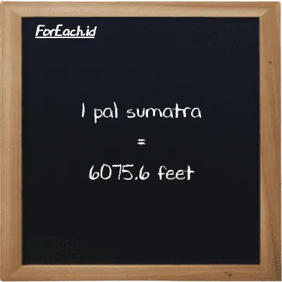 1 pal sumatra is equivalent to 6075.6 feet (1 ps is equivalent to 6075.6 ft)