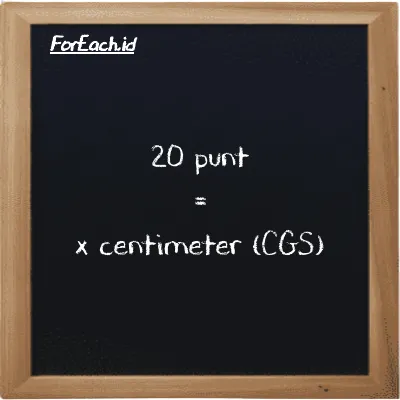 Example punt to centimeter conversion (20 pnt to cm)