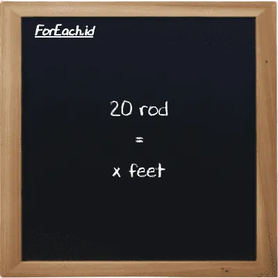 Example rod to feet conversion (20 rd to ft)