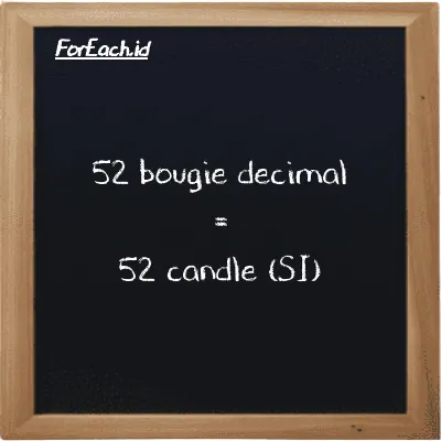 52 bougie decimal is equivalent to 52 candle (52 dec bougie is equivalent to 52 cd)