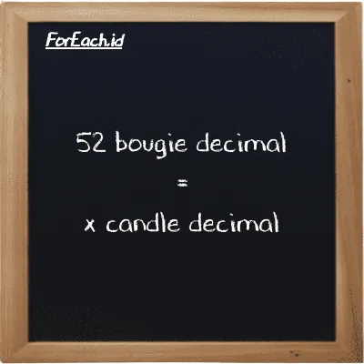 Example bougie decimal to candle decimal conversion (52 dec bougie to dec cd)