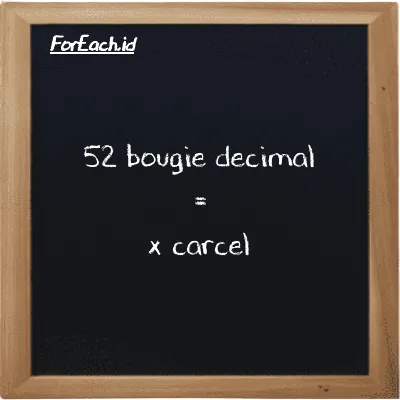 Example bougie decimal to carcel conversion (52 dec bougie to car)
