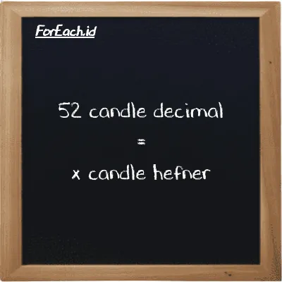 Example candle decimal to candle hefner conversion (52 dec cd to HC)