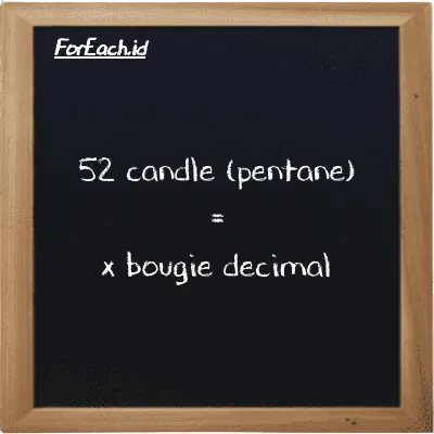Example candle (pentane) to bougie decimal conversion (52 pent cd to dec bougie)