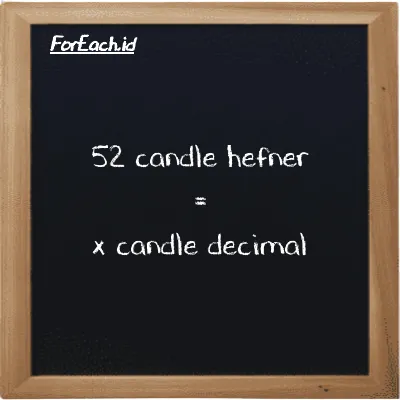 Example candle hefner to candle decimal conversion (52 HC to dec cd)