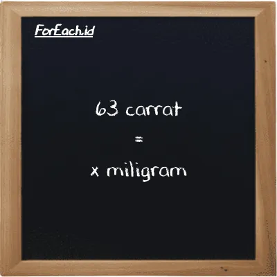 Example carrat to milligram conversion (63 ct to mg)