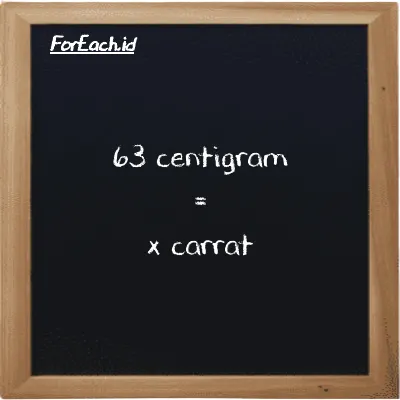 Example centigram to carrat conversion (63 cg to ct)